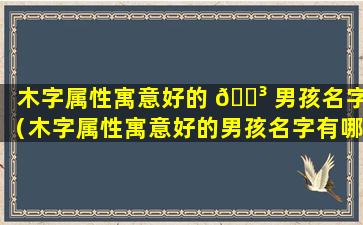 木字属性寓意好的 🌳 男孩名字（木字属性寓意好的男孩名字有哪些）